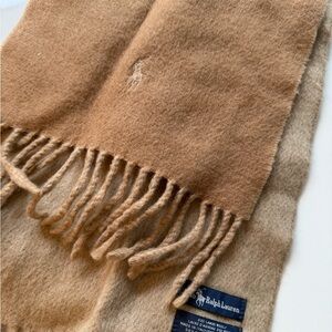 Ralph Lauren Camel Wool Scarf w/ Fringe
